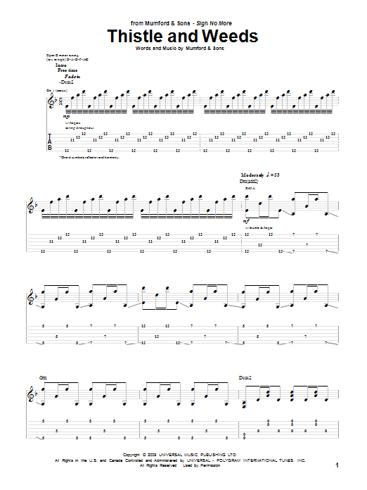 Mumford & Sons Thistle And Weeds sheet music notes and chords arranged for Piano, Vocal & Guitar Chords