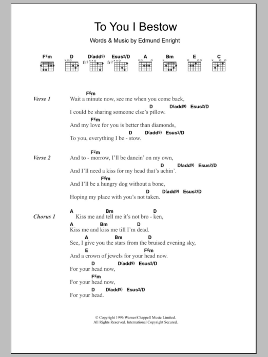Mundy To You I Bestow sheet music notes and chords arranged for Guitar Chords/Lyrics