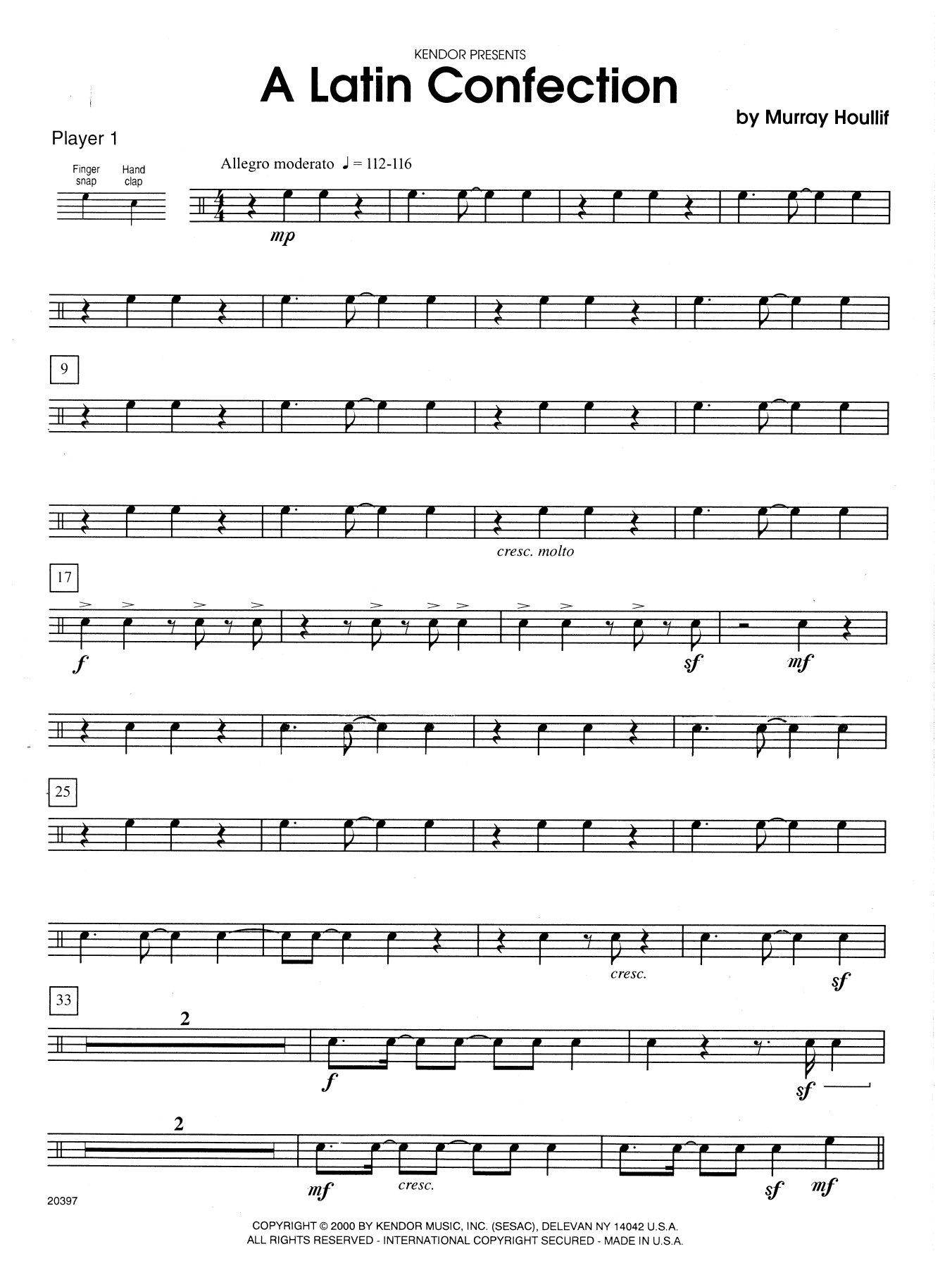 Murray Houllif A Latin Confection - Percussion 1 sheet music notes and chords arranged for Percussion Ensemble