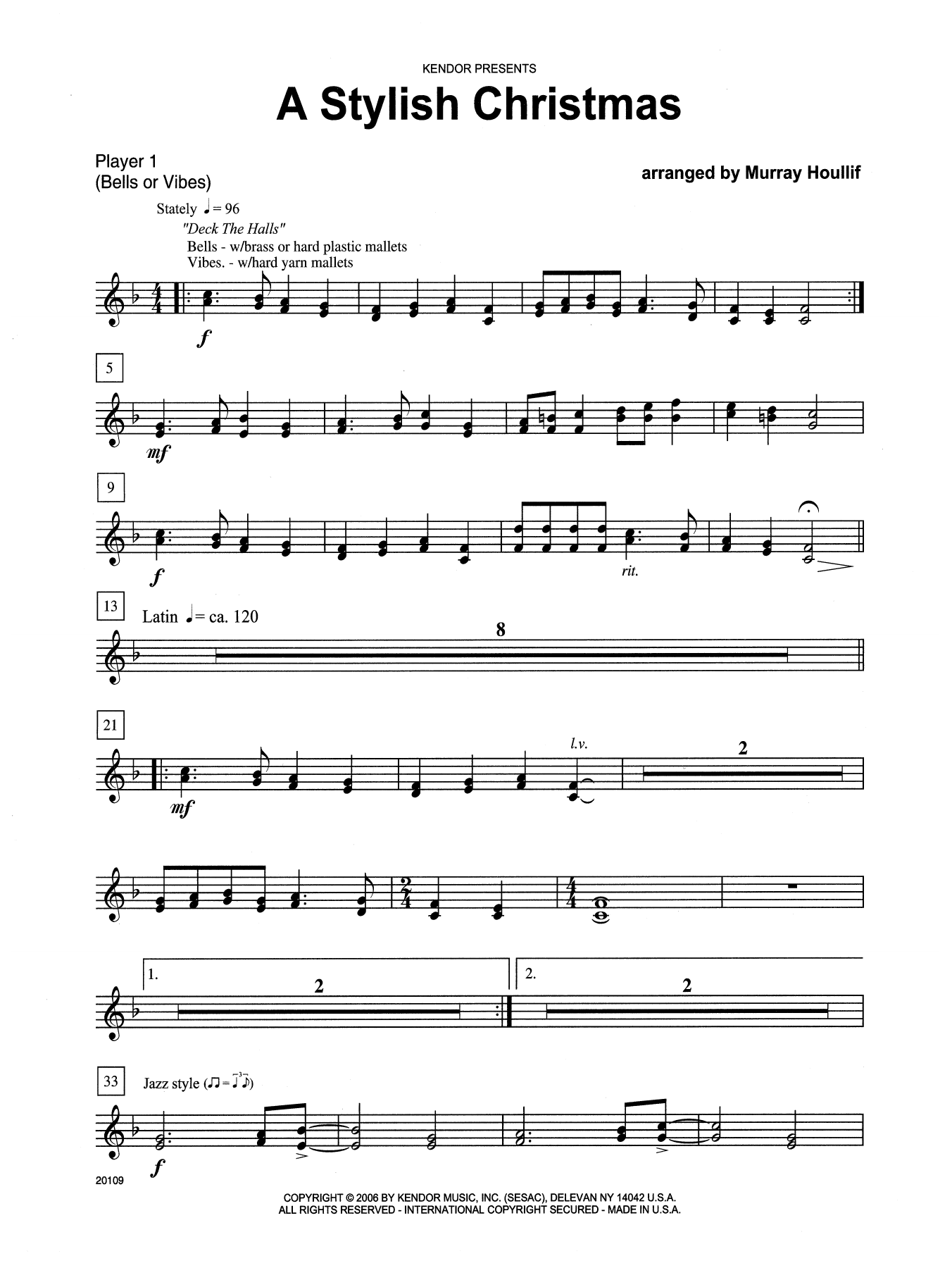 Murray Houllif A Stylish Christmas - Percussion 1 sheet music notes and chords arranged for Percussion Ensemble
