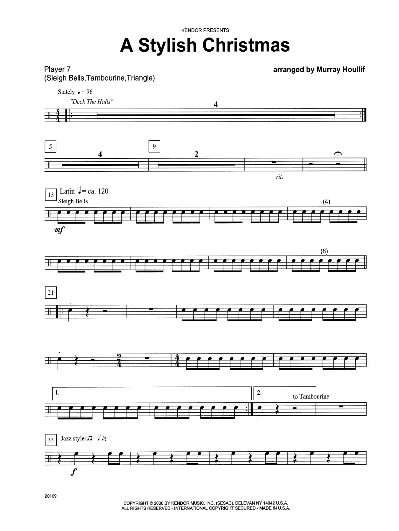 Murray Houllif A Stylish Christmas - Percussion 7 sheet music notes and chords arranged for Percussion Ensemble