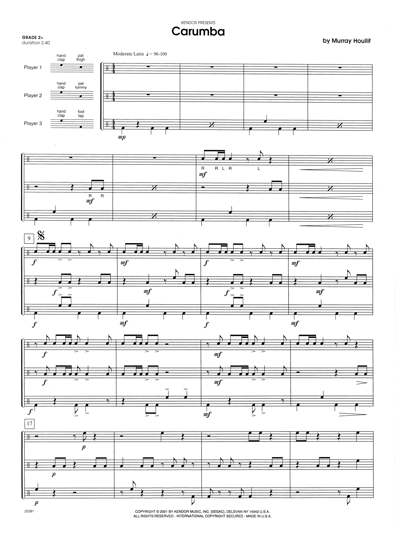 Murray Houllif Carumba - Full Score sheet music notes and chords arranged for Percussion Ensemble