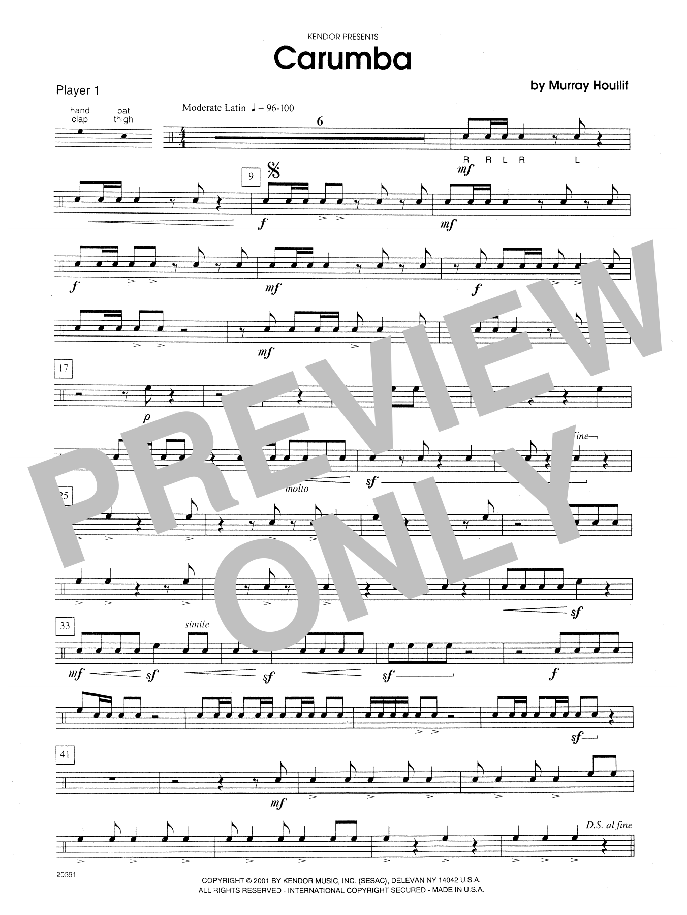 Murray Houllif Carumba - Percussion 1 sheet music notes and chords arranged for Percussion Ensemble