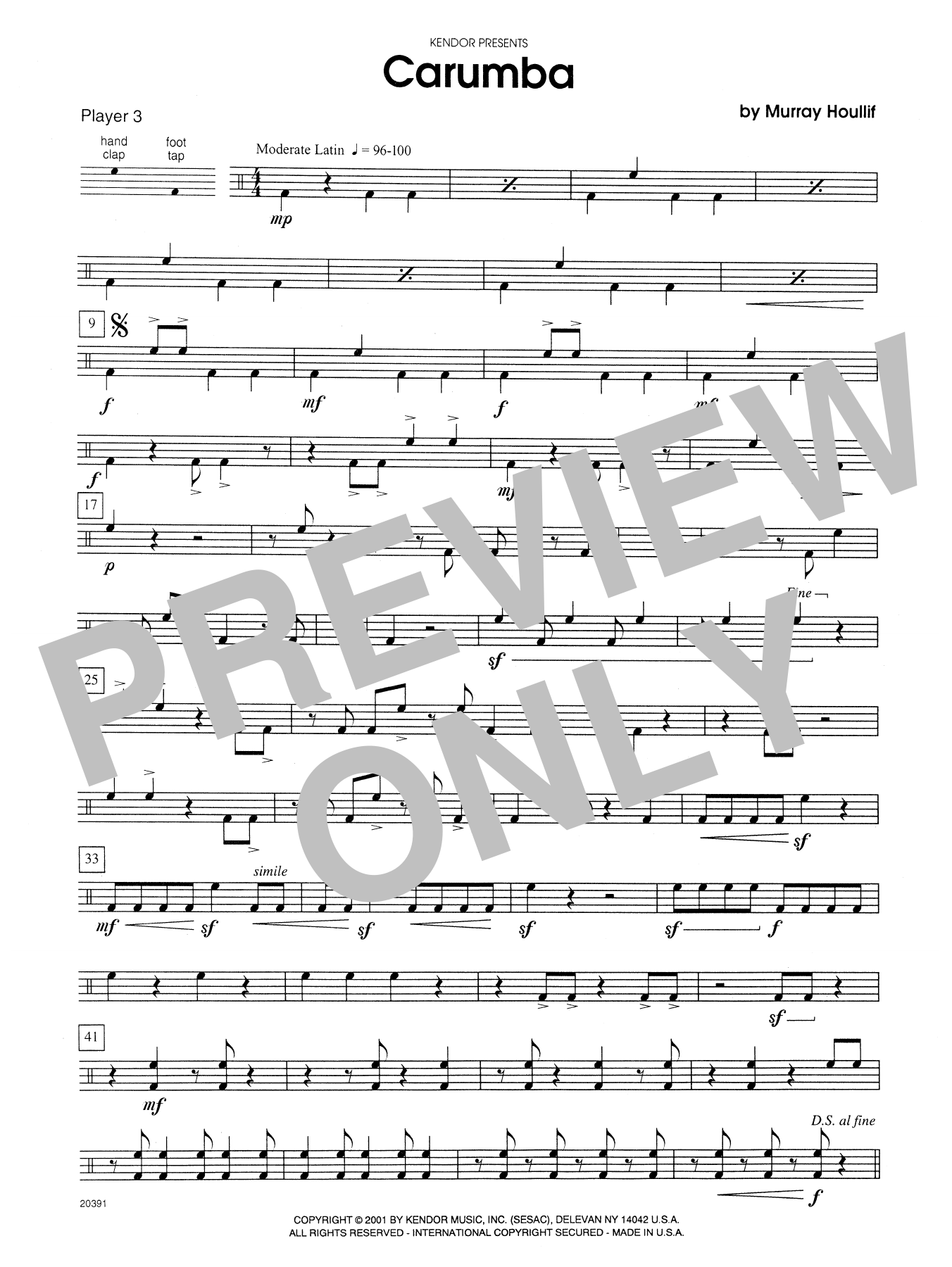 Murray Houllif Carumba - Percussion 3 sheet music notes and chords arranged for Percussion Ensemble