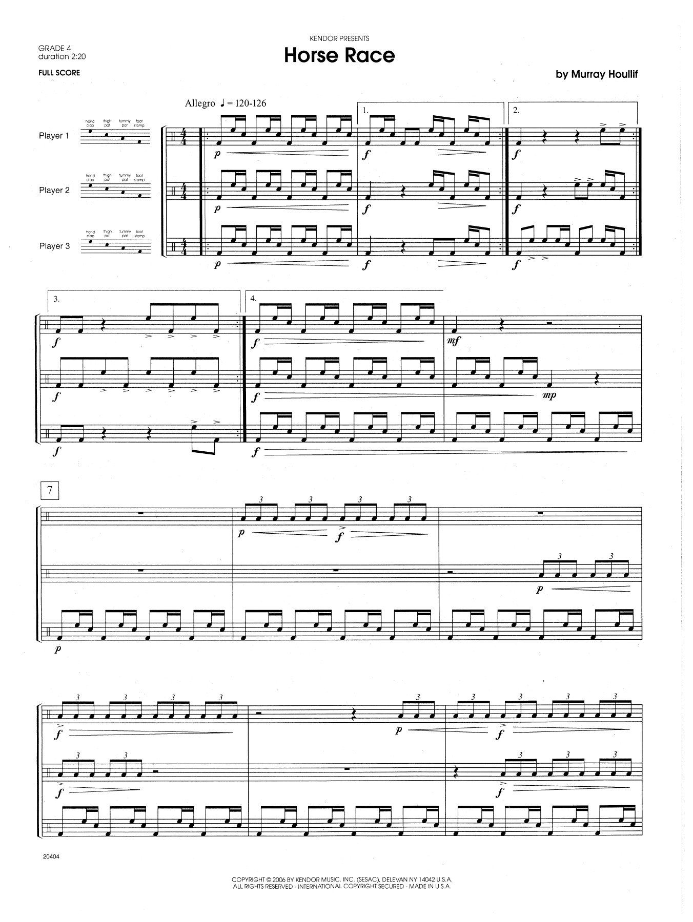 Murray Houllif Horse Race - Full Score sheet music notes and chords arranged for Percussion Ensemble