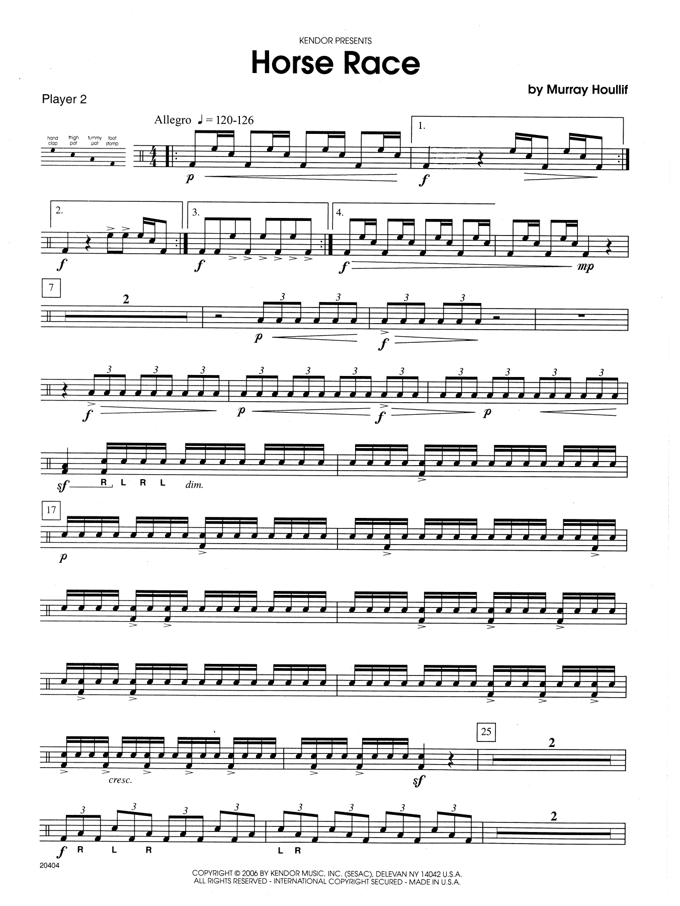 Murray Houllif Horse Race - Percussion 2 sheet music notes and chords arranged for Percussion Ensemble