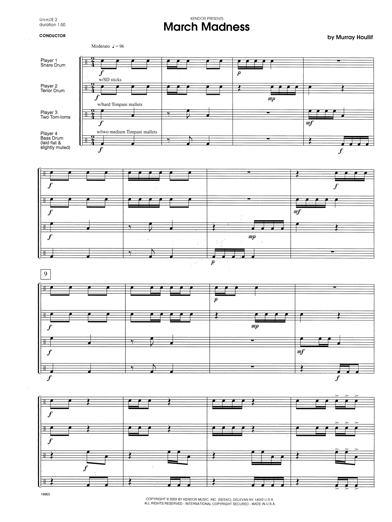 Murray Houllif March Madness - Full Score sheet music notes and chords arranged for Percussion Ensemble