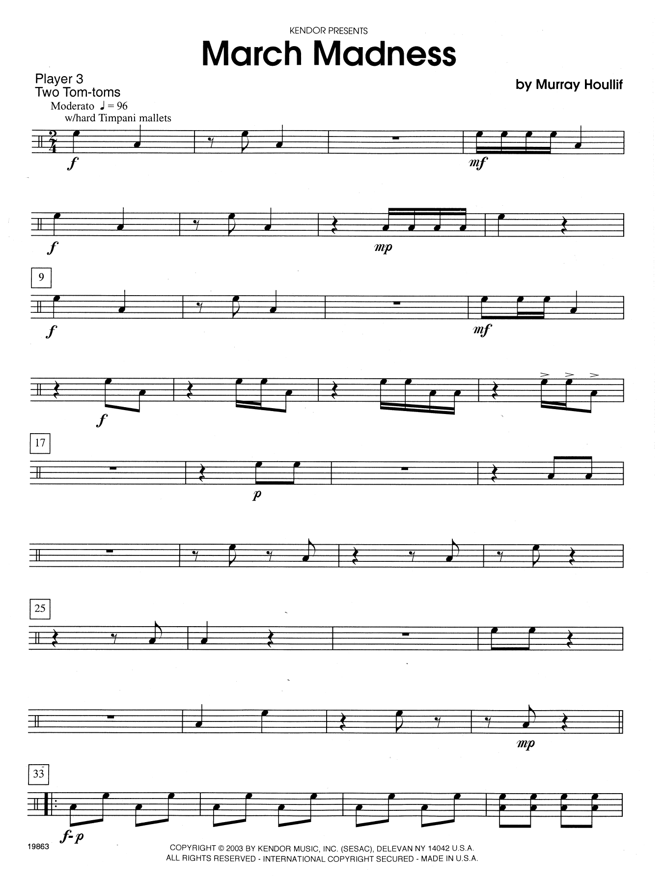 Murray Houllif March Madness - Percussion 3 sheet music notes and chords arranged for Percussion Ensemble
