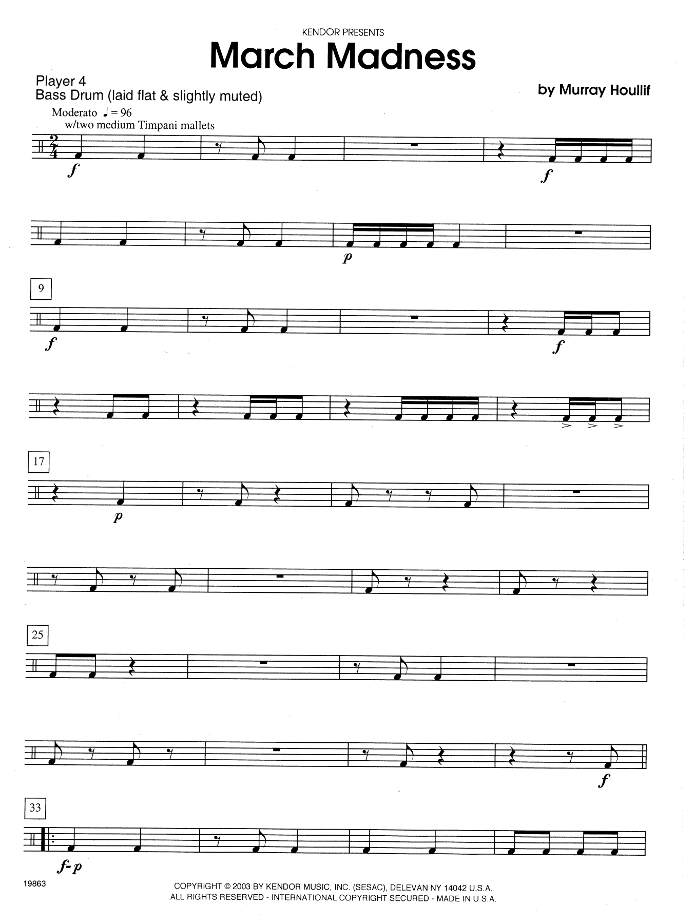 Murray Houllif March Madness - Percussion 4 sheet music notes and chords arranged for Percussion Ensemble