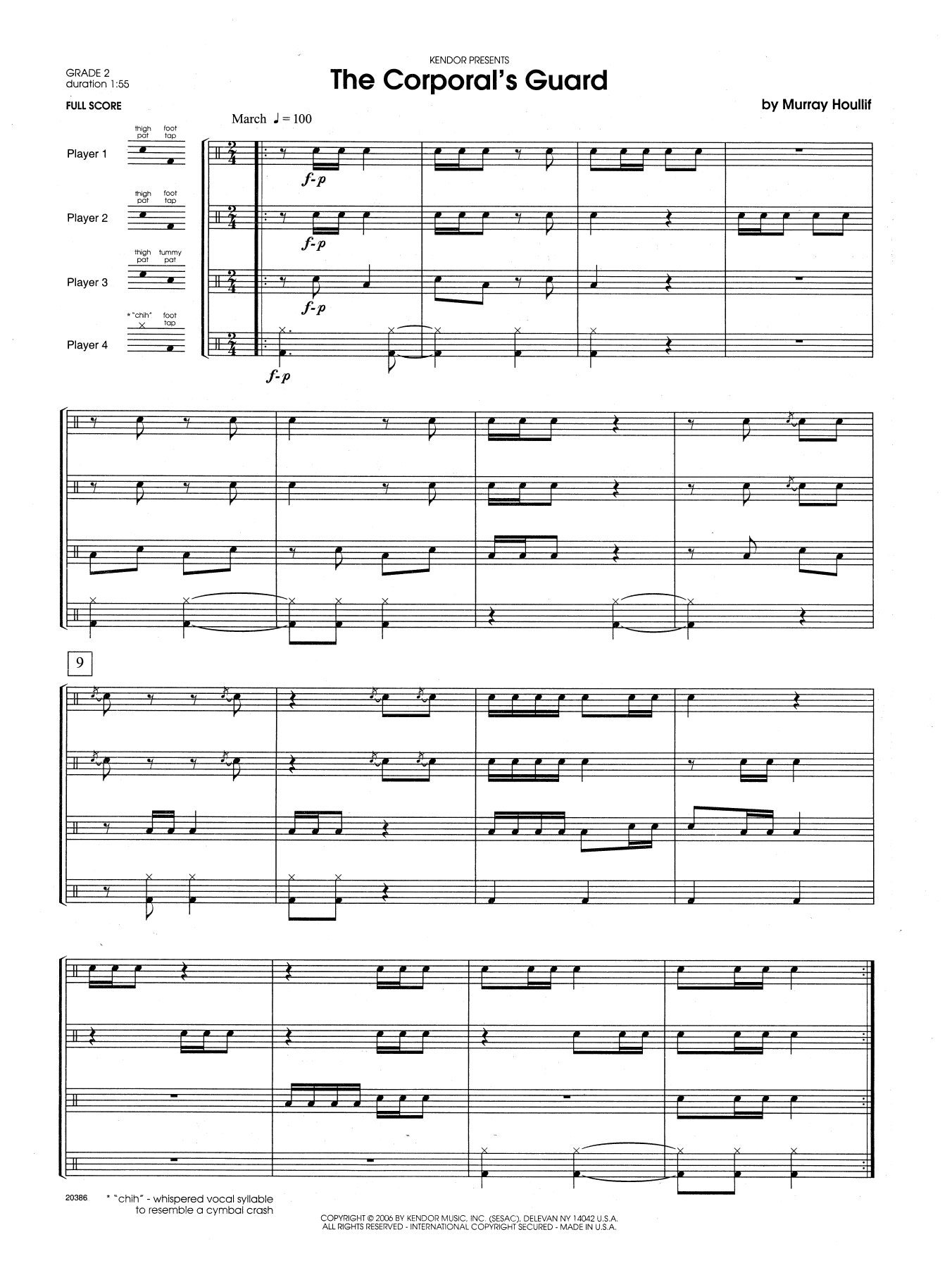 Murray Houllif The Corporal's Guard - Full Score sheet music notes and chords arranged for Percussion Ensemble