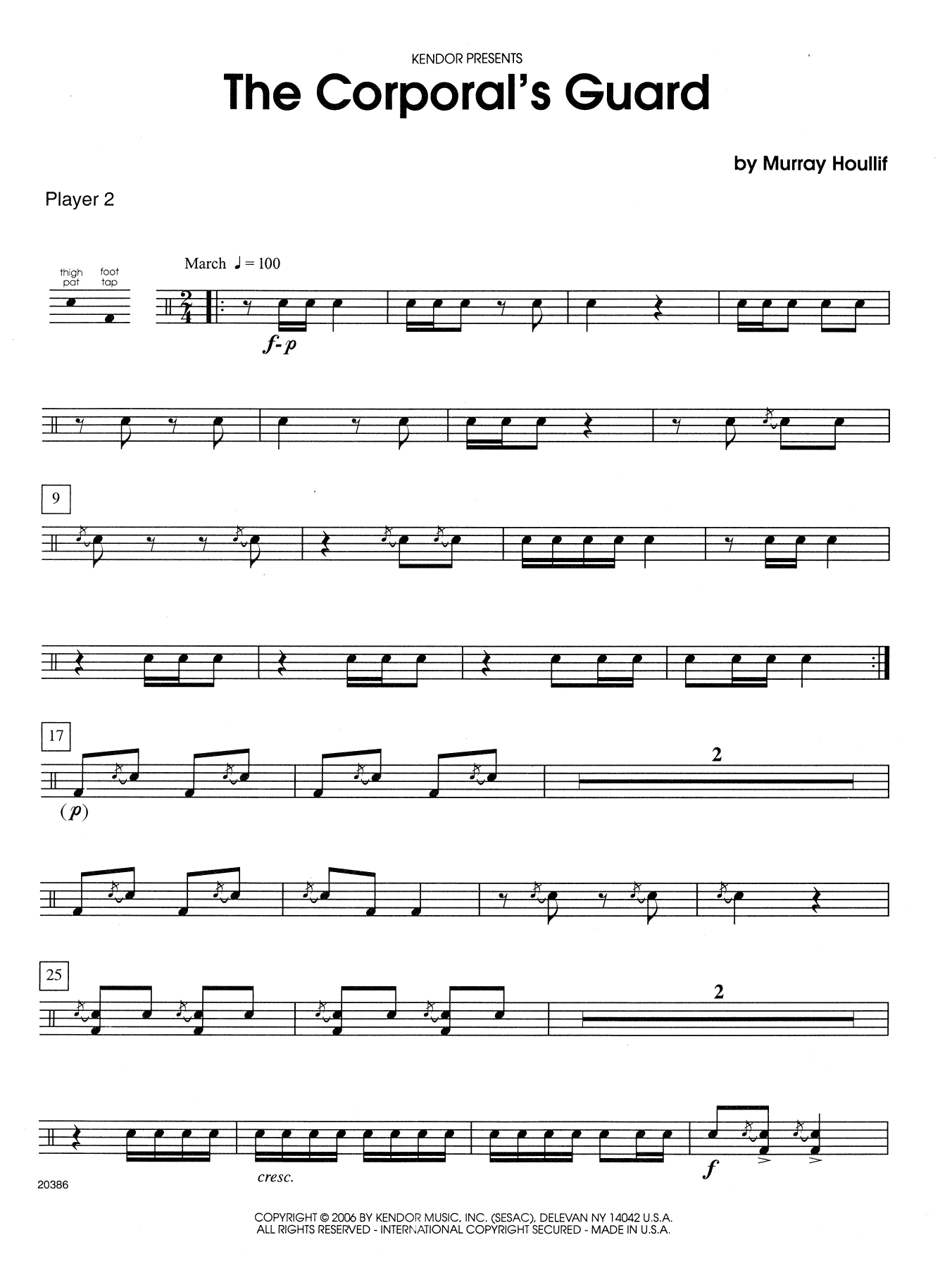 Murray Houllif The Corporal's Guard - Percussion 2 sheet music notes and chords arranged for Percussion Ensemble