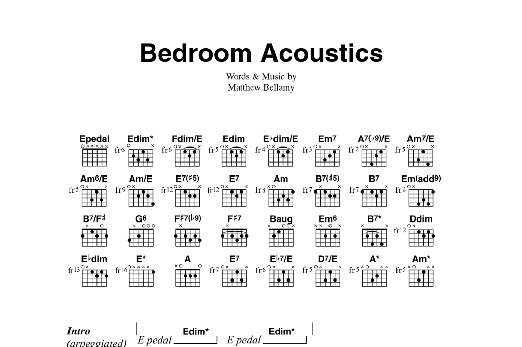 Muse Bedroom Acoustics sheet music notes and chords arranged for Guitar Chords/Lyrics