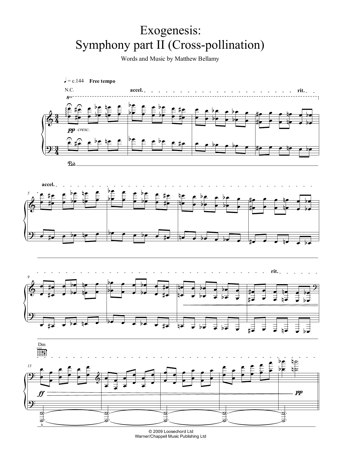 Muse Exogenesis: Symphony Part II (Cross Pollination) sheet music notes and chords arranged for Guitar Tab