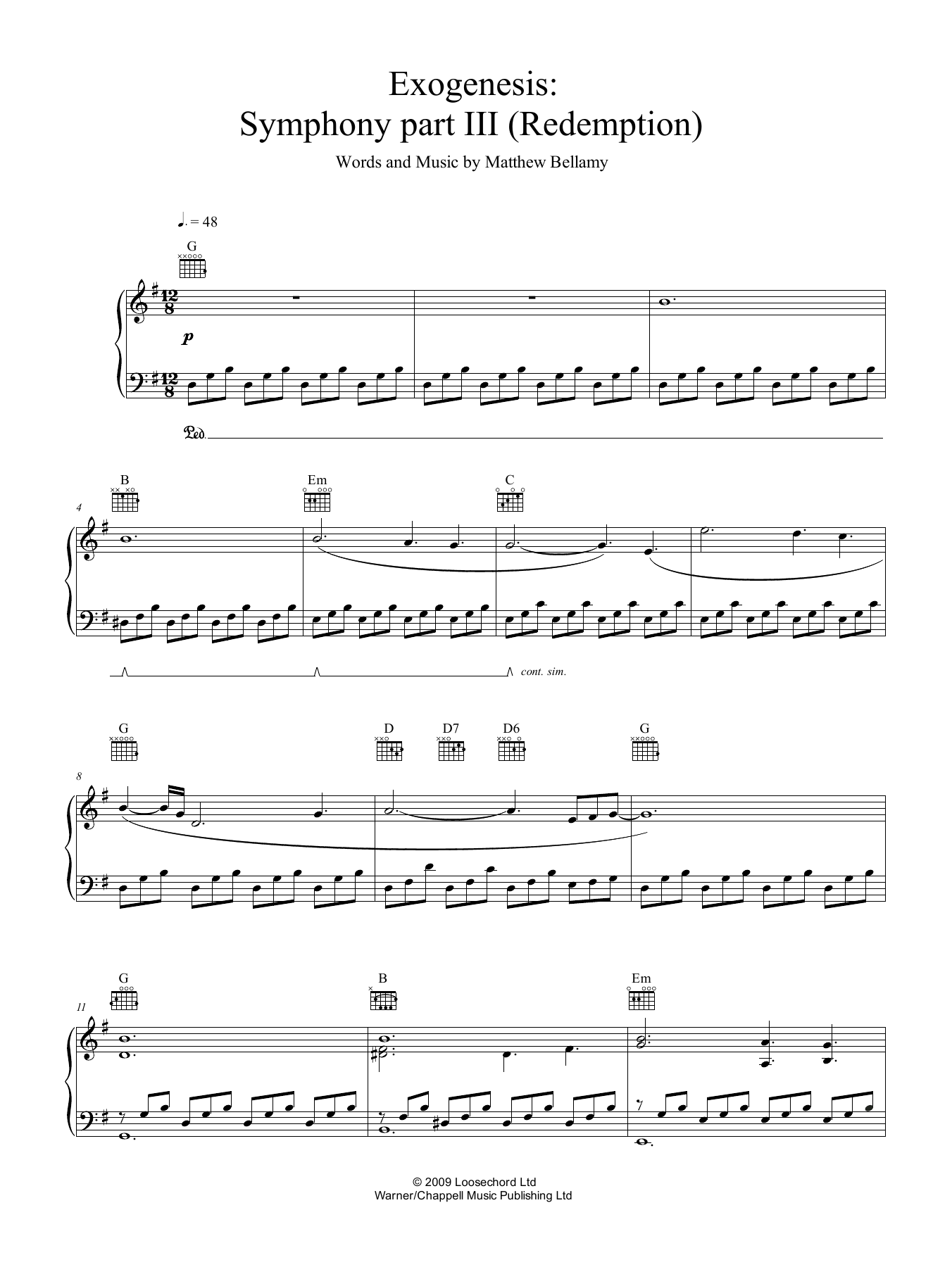 Muse Exogenesis: Symphony Part III (Redemption) sheet music notes and chords arranged for Guitar Tab