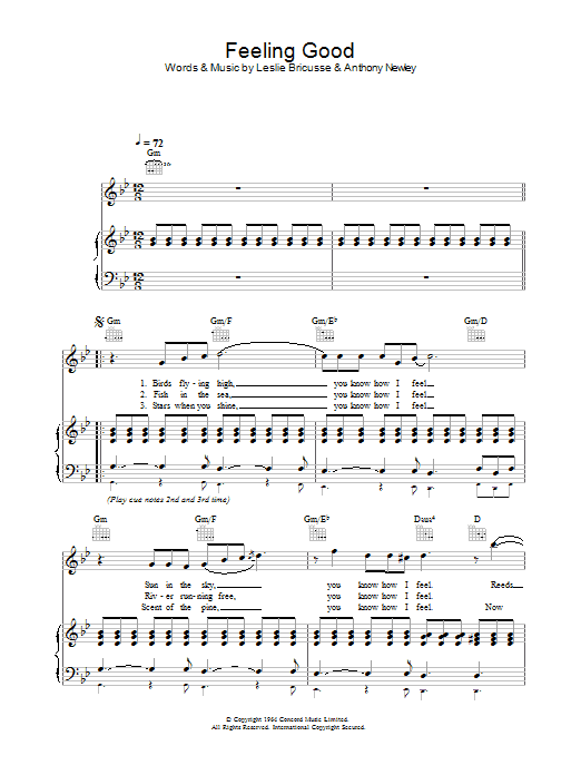 Muse Feeling Good sheet music notes and chords arranged for Easy Piano