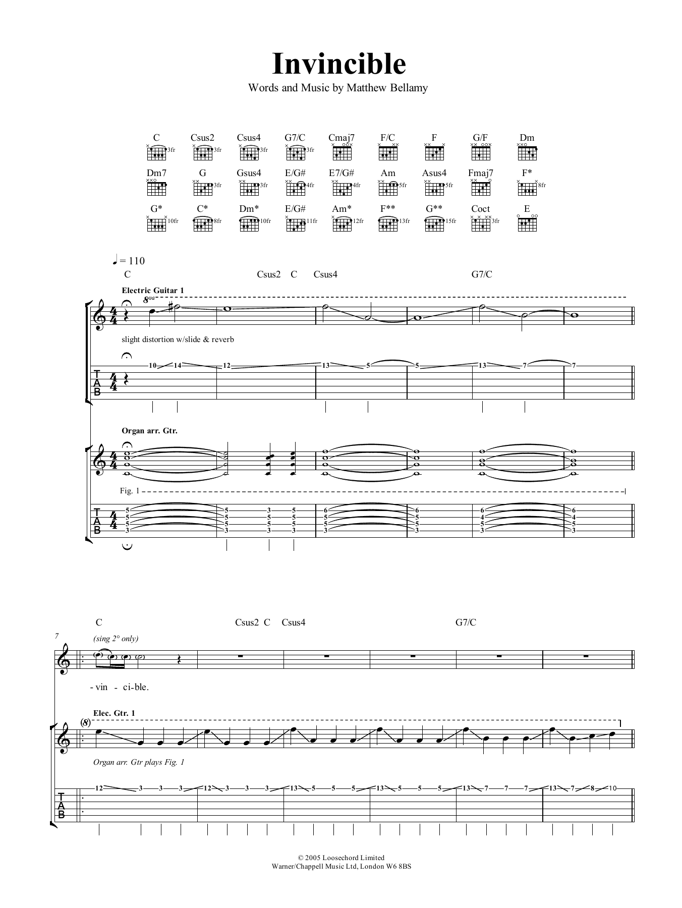 Muse Invincible sheet music notes and chords arranged for Easy Piano