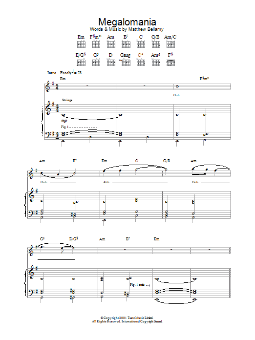 Muse Megalomania sheet music notes and chords arranged for Guitar Tab