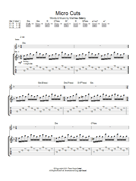 Muse Micro Cuts sheet music notes and chords arranged for Guitar Tab