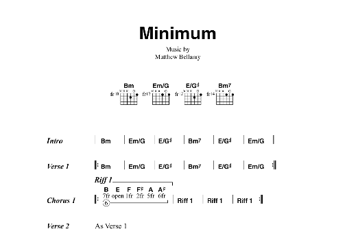 Muse Minimum sheet music notes and chords arranged for Guitar Chords/Lyrics