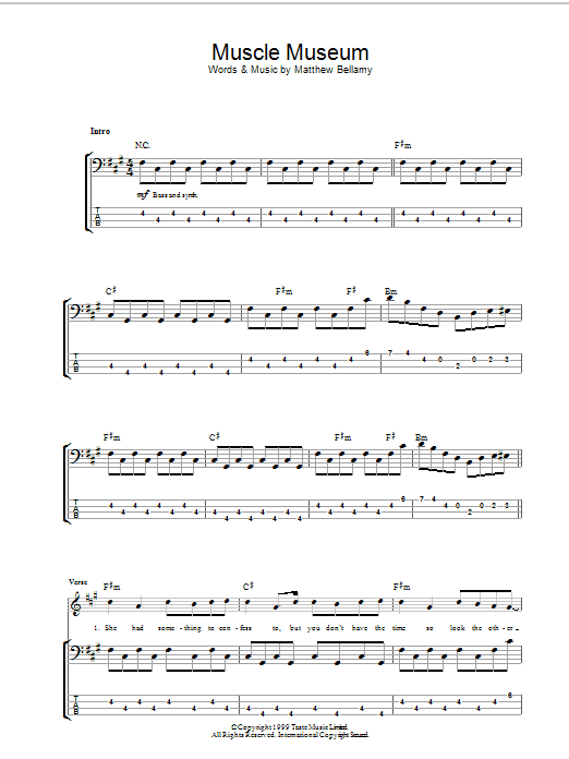 Muse Muscle Museum sheet music notes and chords arranged for Guitar Tab