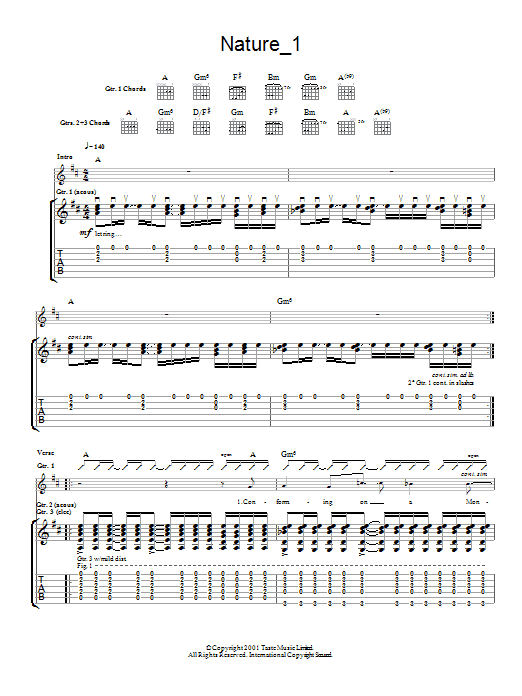 Muse Nature_1 sheet music notes and chords arranged for Guitar Tab