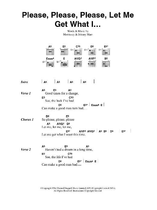 Muse Please, Please, Please, Let Me Get What I Want sheet music notes and chords arranged for Guitar Chords/Lyrics