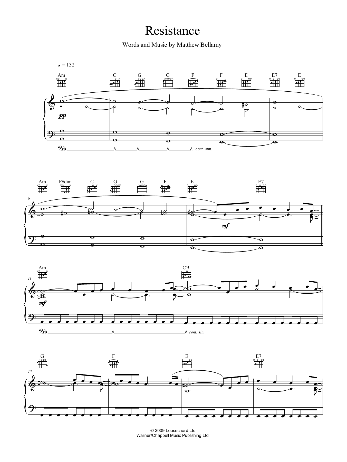 Muse Resistance sheet music notes and chords arranged for Guitar Tab