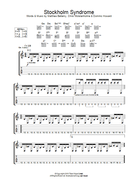 Muse Stockholm Syndrome sheet music notes and chords arranged for Guitar Tab