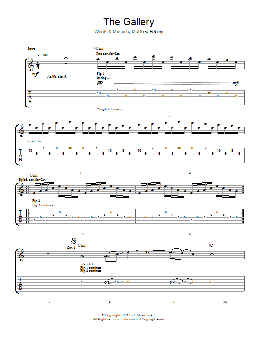 Muse The Gallery sheet music notes and chords arranged for Guitar Tab