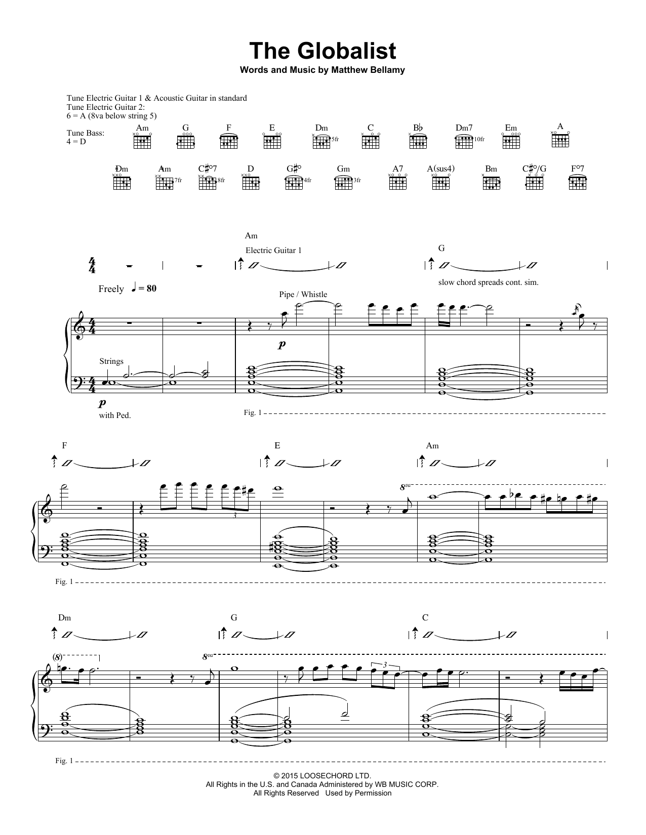 Muse The Globalist sheet music notes and chords arranged for Piano, Vocal & Guitar Chords (Right-Hand Melody)