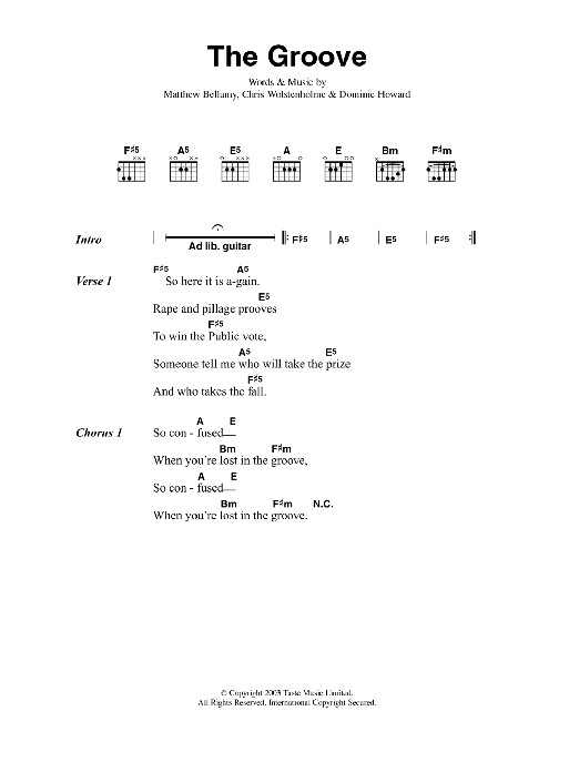 Muse The Groove sheet music notes and chords arranged for Guitar Chords/Lyrics