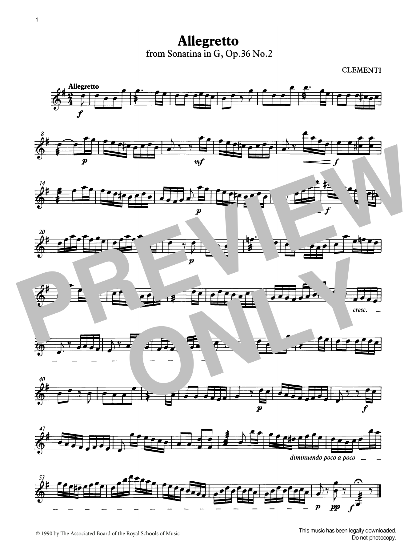 Muzio Clementi Allegretto (score & part) from Graded Music for Tuned Percussion, Book III sheet music notes and chords arranged for Percussion Solo