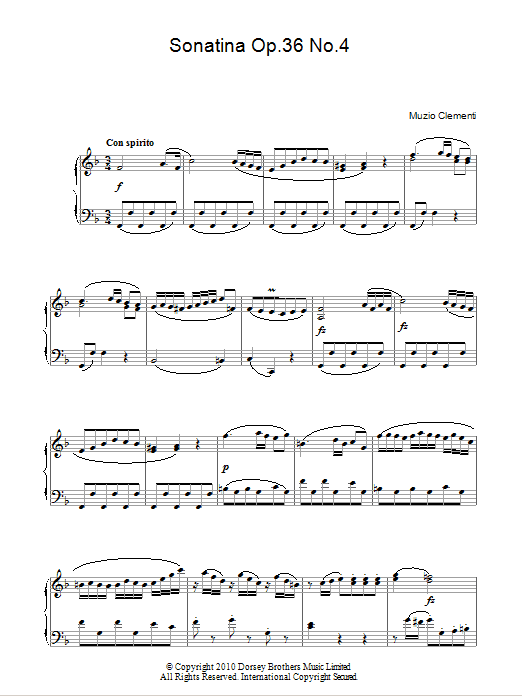 Muzio Clementi Sonatina Op. 36, No. 4 sheet music notes and chords arranged for Piano Solo