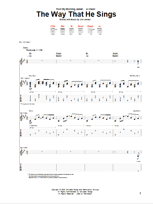 My Morning Jacket The Way That He Sings sheet music notes and chords arranged for Guitar Chords/Lyrics