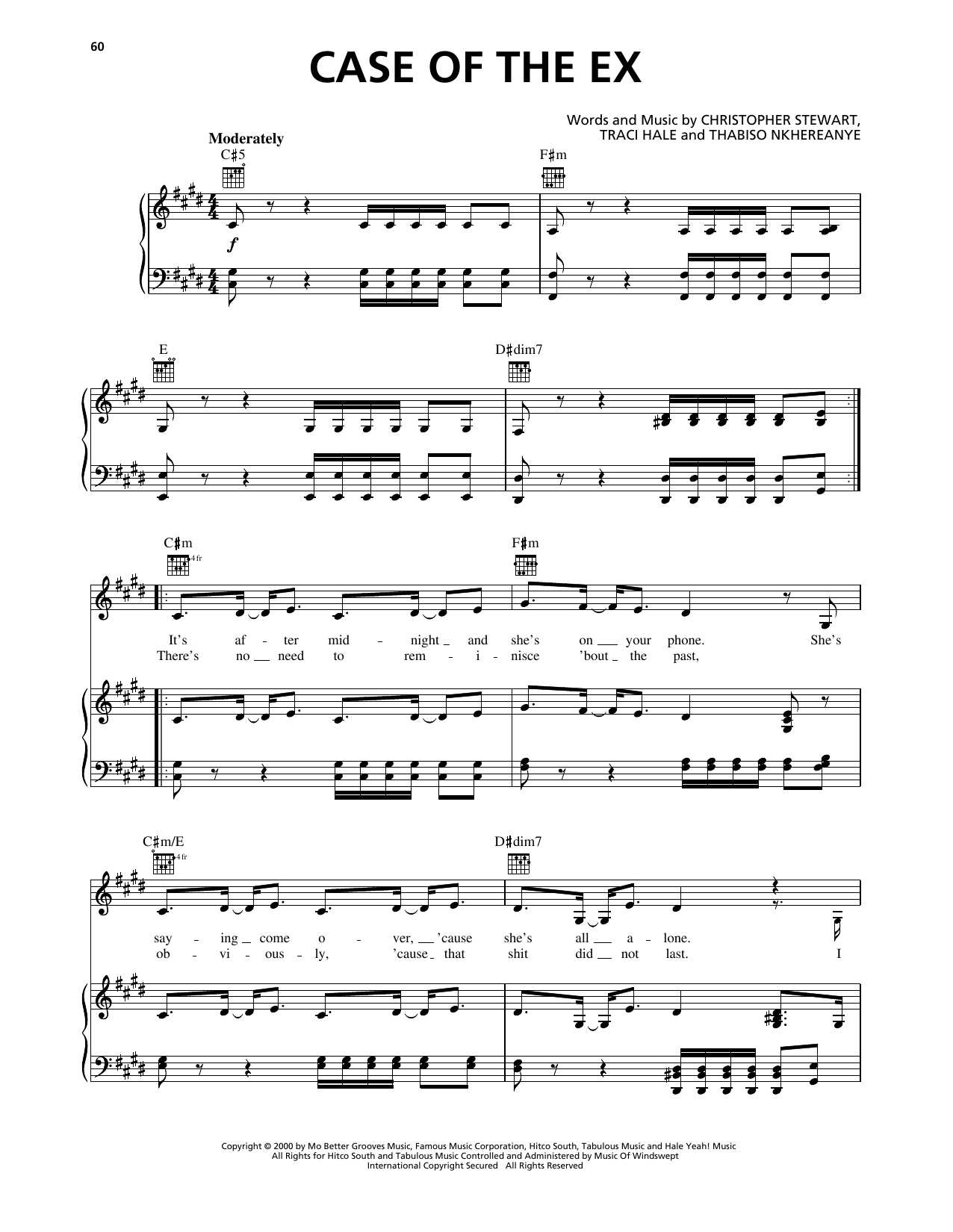 Mya Case Of The Ex (Whatcha Gonna Do) sheet music notes and chords arranged for Piano, Vocal & Guitar Chords (Right-Hand Melody)