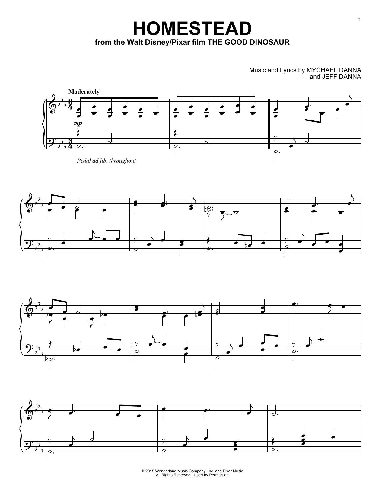 Mychael & Jeff Danna Homestead sheet music notes and chords arranged for Piano Solo