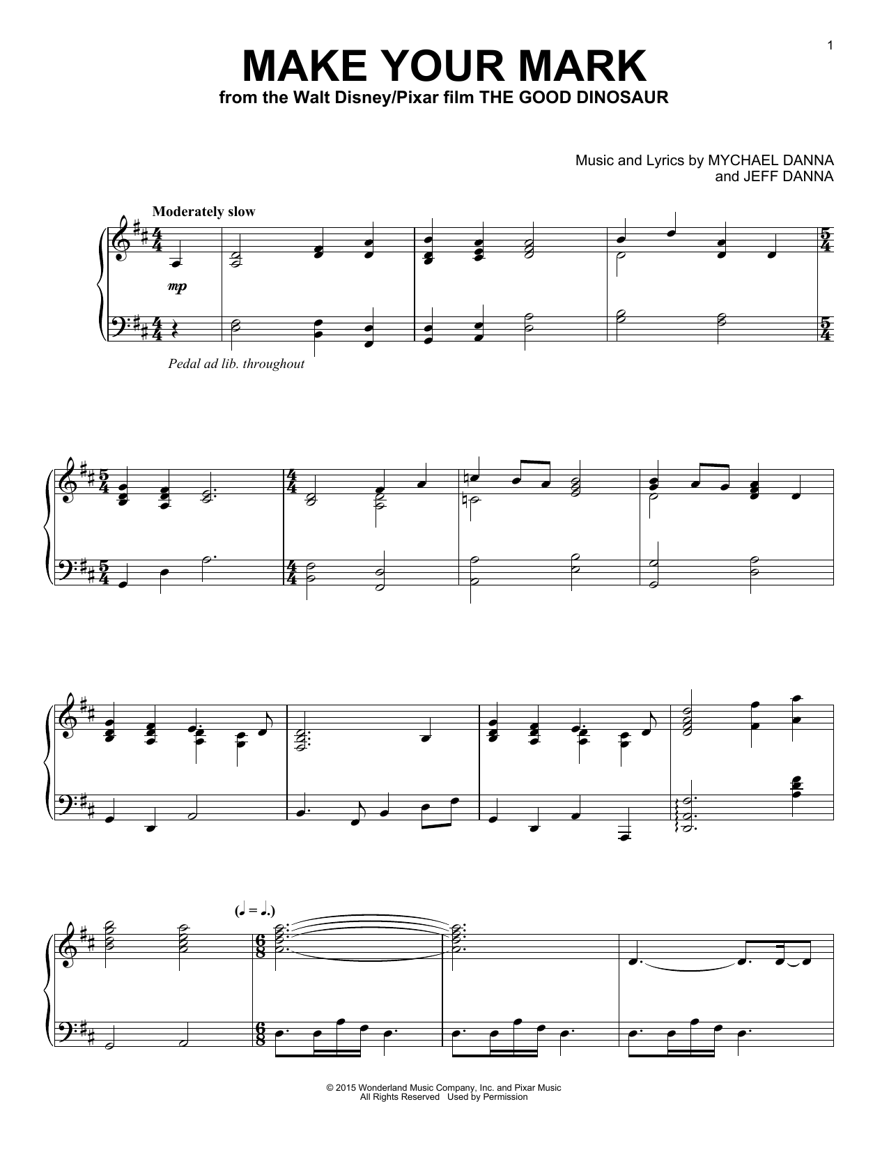 Mychael & Jeff Danna Make Your Mark sheet music notes and chords arranged for Piano Solo