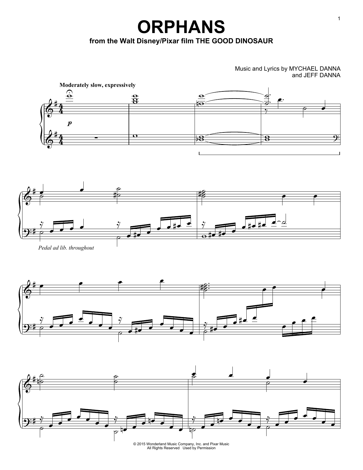 Mychael & Jeff Danna Orphans sheet music notes and chords arranged for Piano Solo