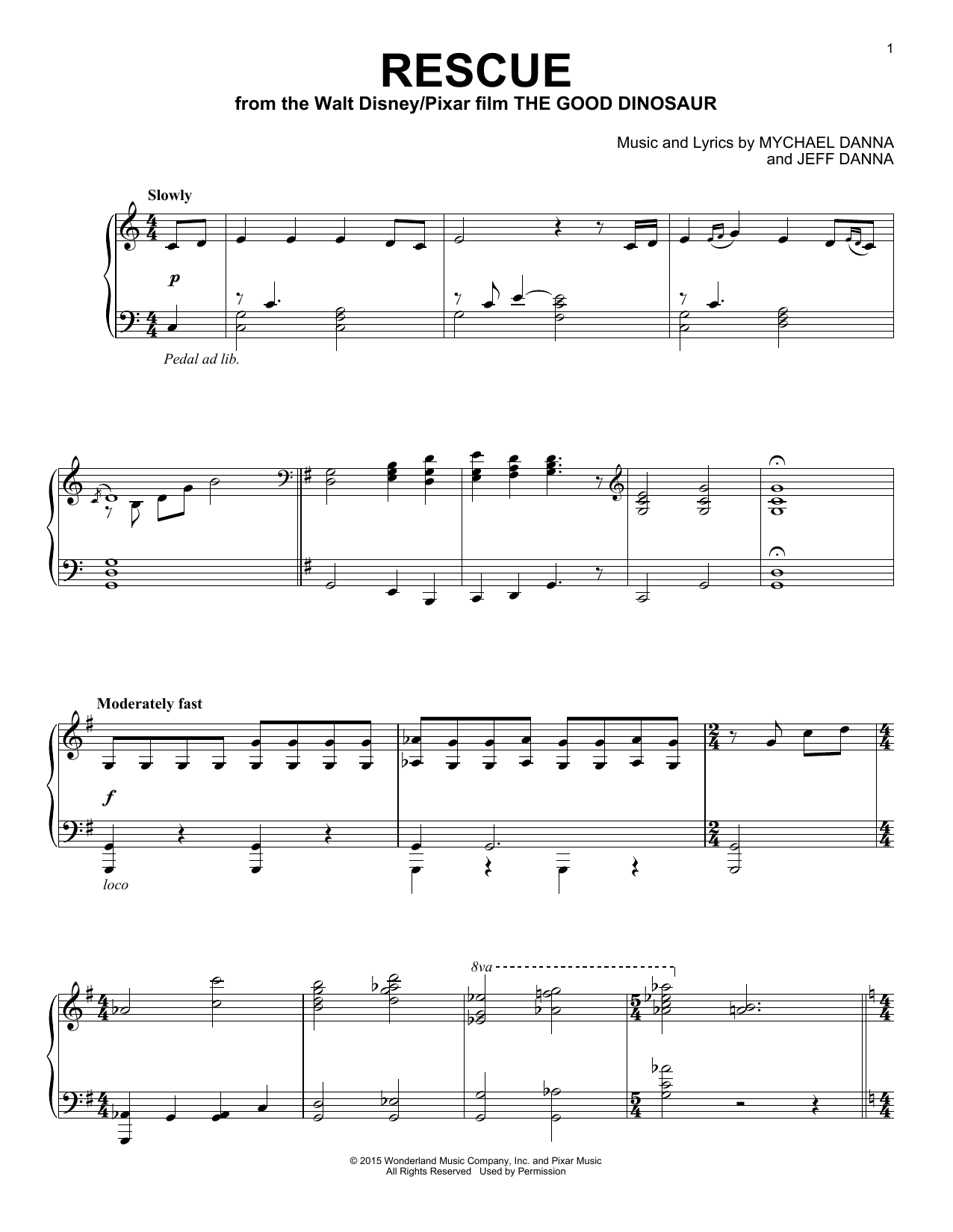 Mychael & Jeff Danna Rescue sheet music notes and chords arranged for Piano Solo