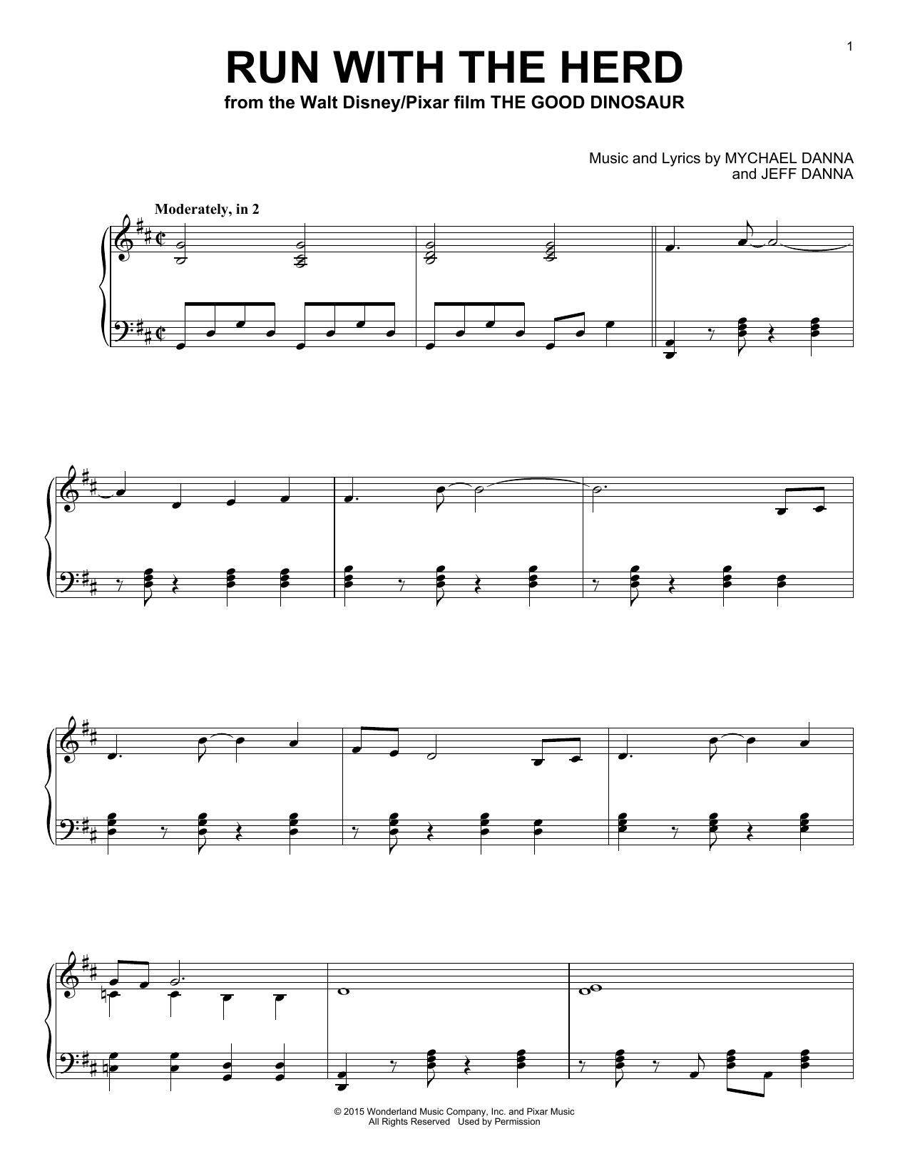 Mychael & Jeff Danna Run With The Herd sheet music notes and chords arranged for Piano Solo