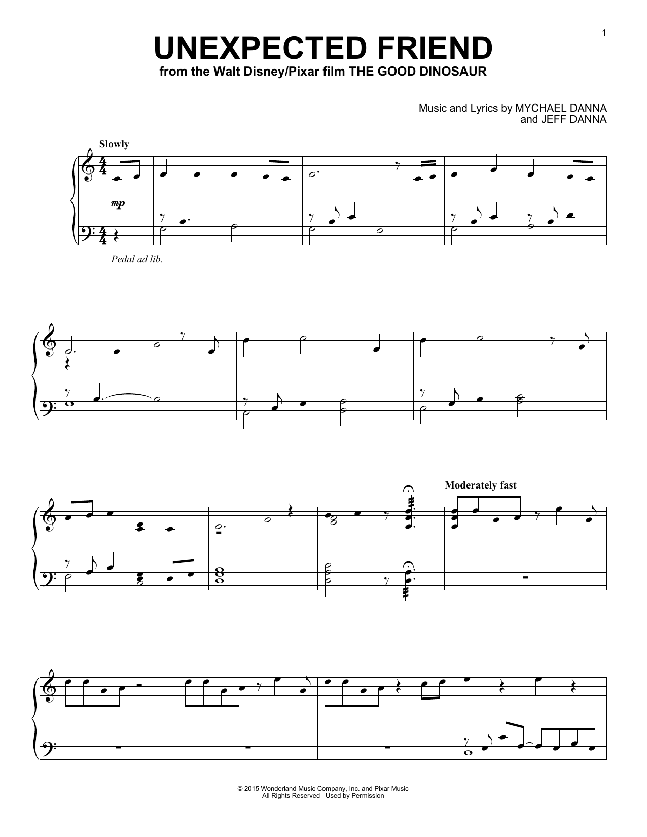 Mychael & Jeff Danna Unexpected Friend sheet music notes and chords arranged for Piano Solo