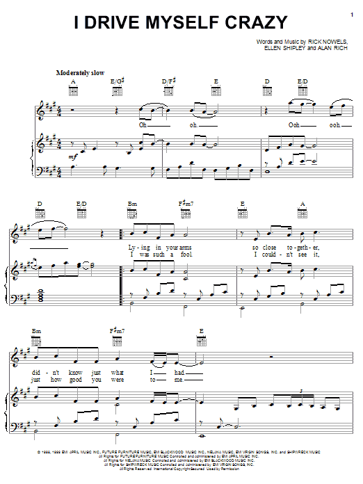 *NSYNC I Drive Myself Crazy sheet music notes and chords arranged for Piano, Vocal & Guitar Chords (Right-Hand Melody)