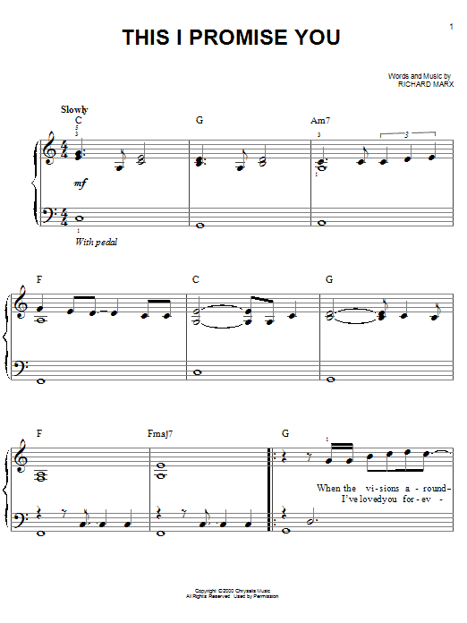*NSYNC This I Promise You sheet music notes and chords arranged for Easy Piano
