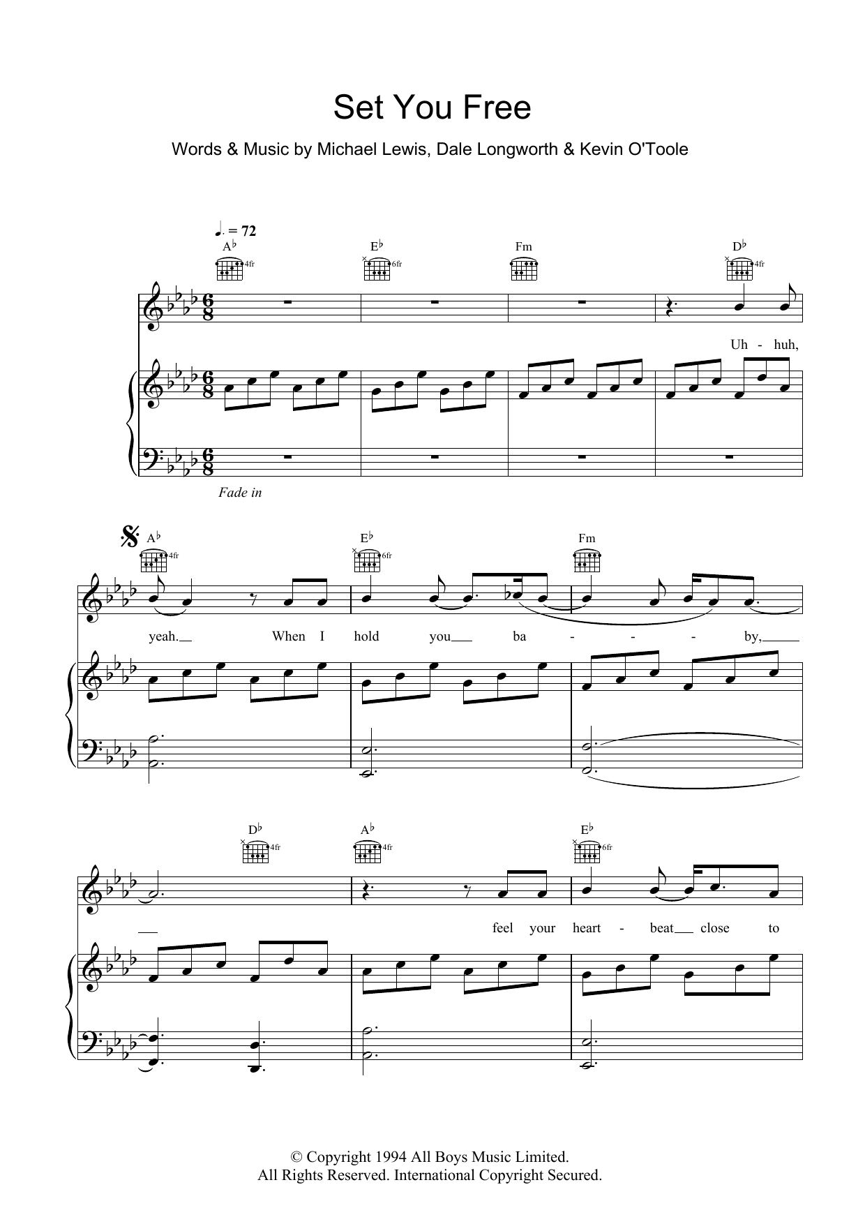 N-Trance Set You Free sheet music notes and chords arranged for Piano & Vocal