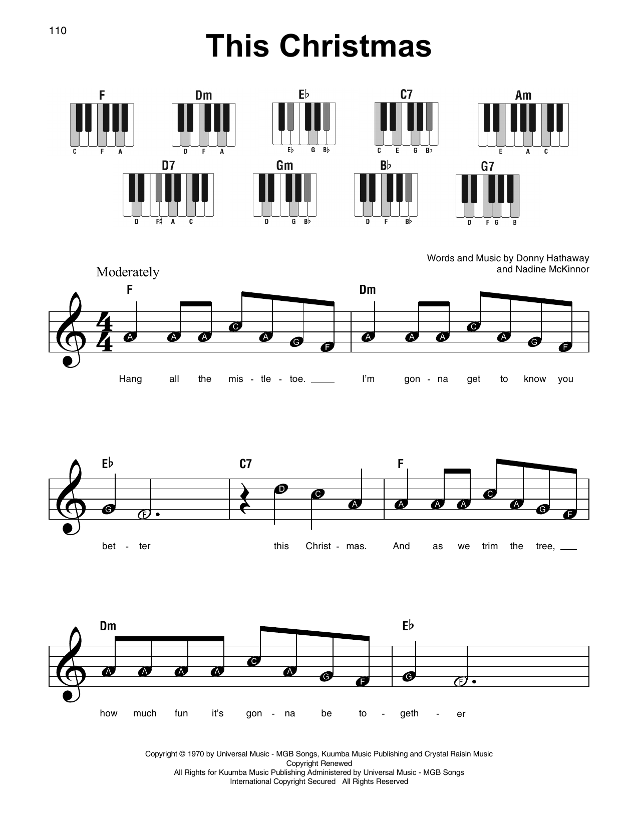 Nadine McKinnor This Christmas sheet music notes and chords arranged for Super Easy Piano