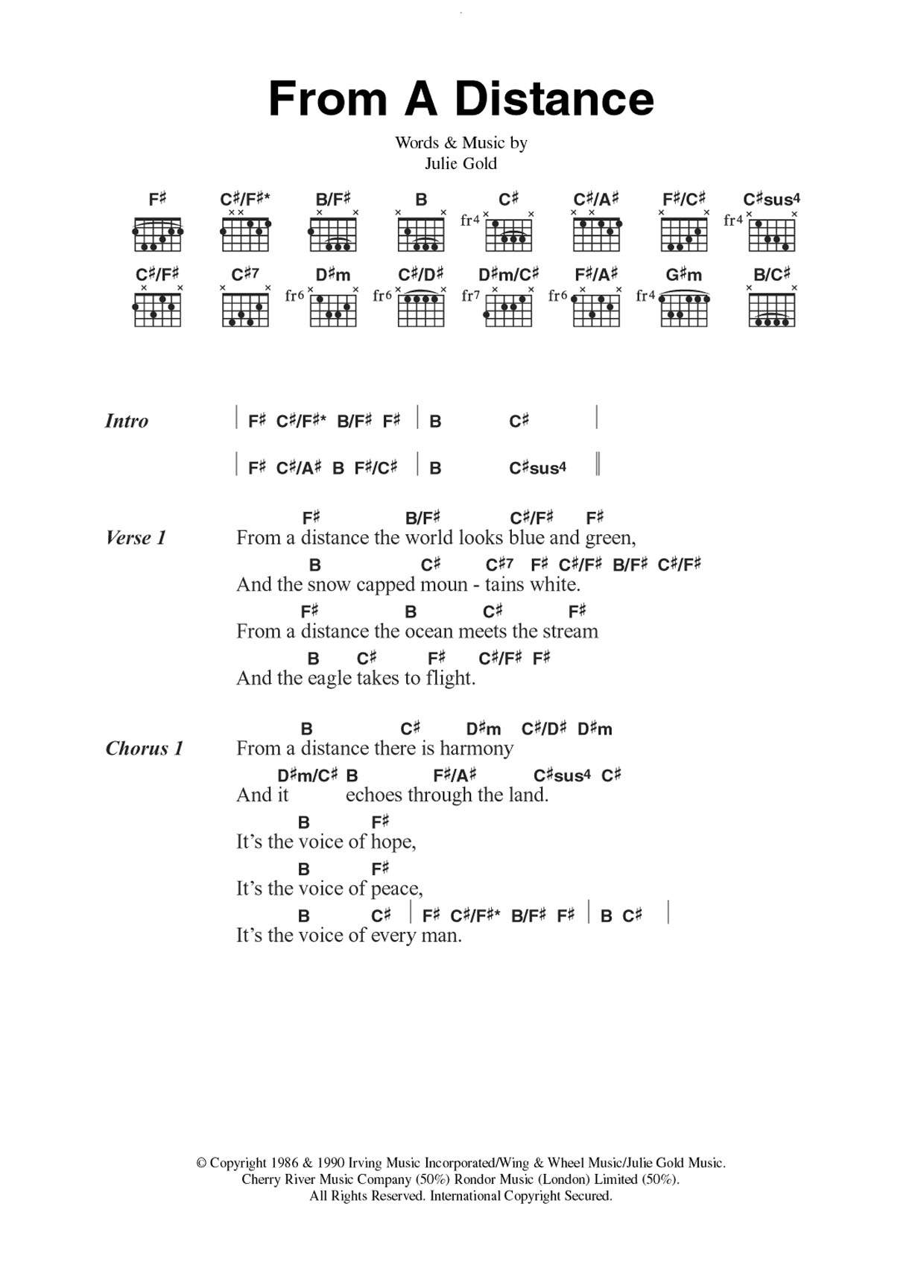 Nanci Griffith From A Distance sheet music notes and chords arranged for Guitar Chords/Lyrics