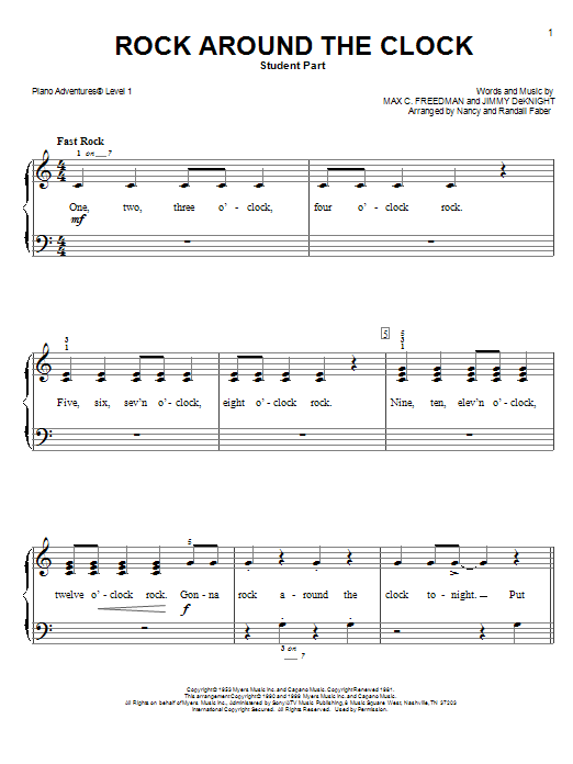Nancy and Randall Faber Rock around the Clock sheet music notes and chords arranged for Piano Adventures