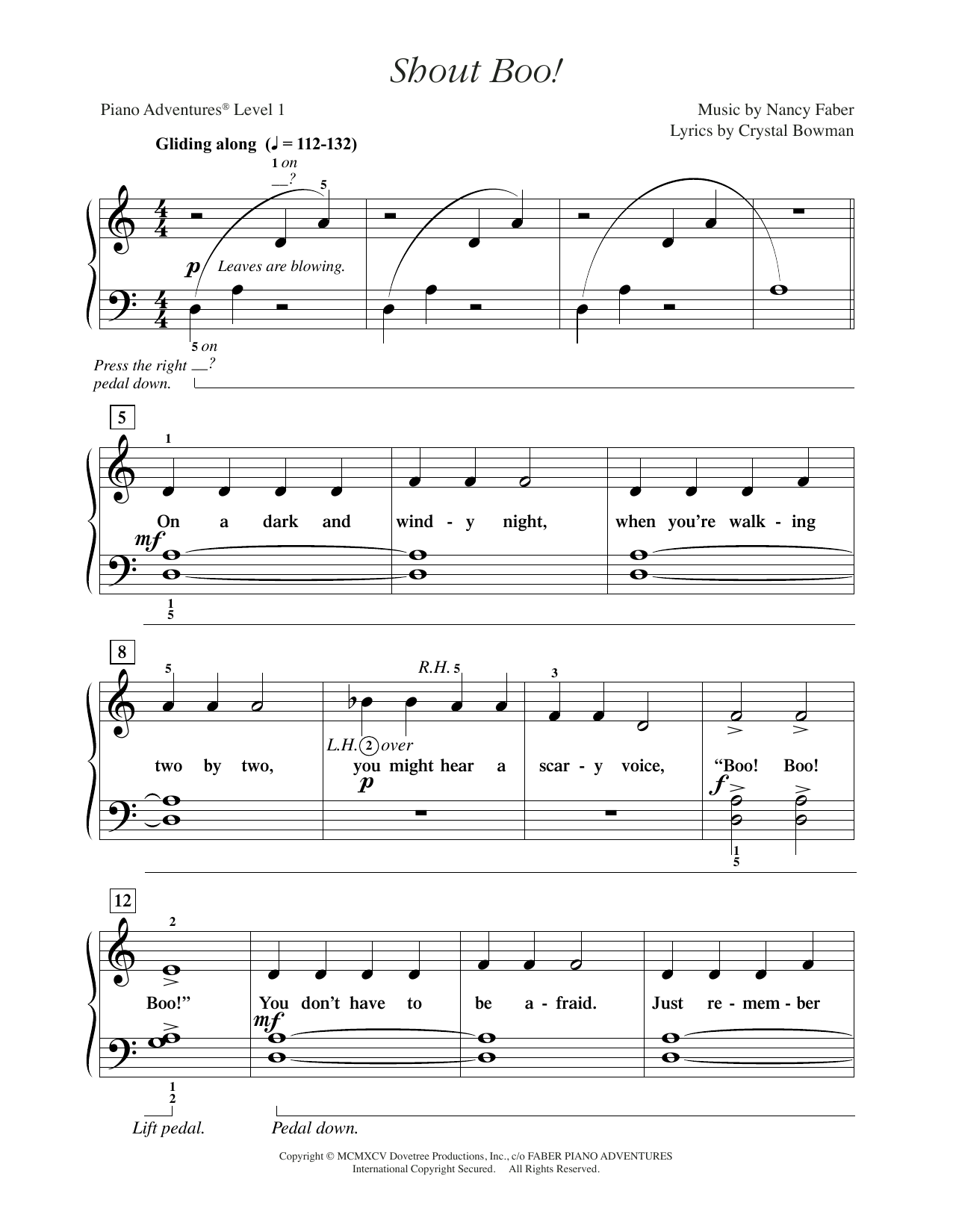 Nancy Faber Shout Boo! sheet music notes and chords arranged for Piano Adventures