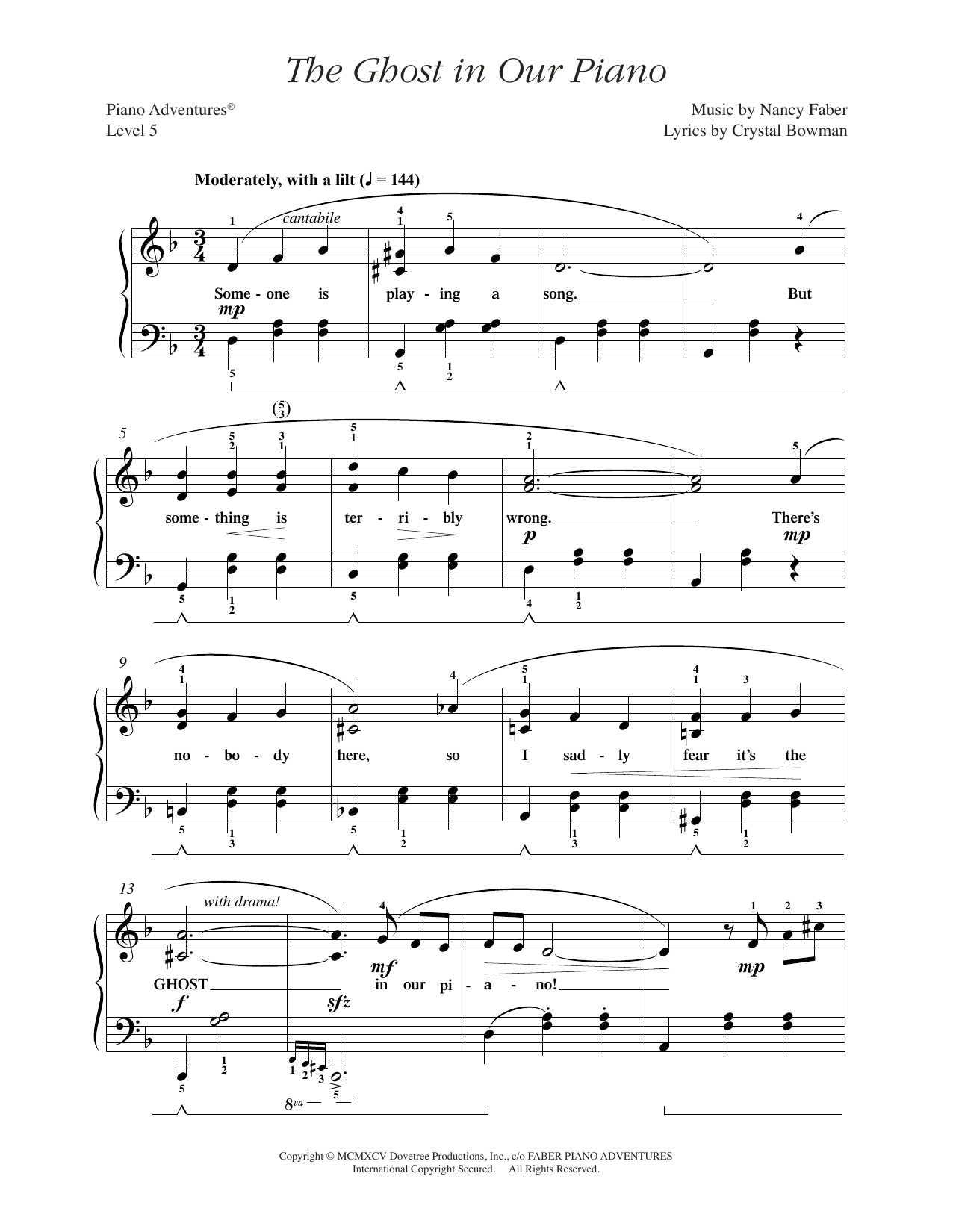 Nancy Faber The Ghost in Our Piano sheet music notes and chords arranged for Piano Adventures