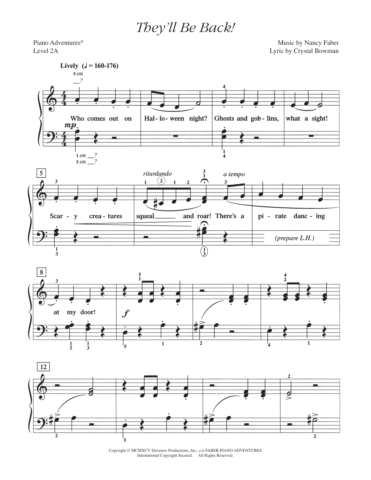 Nancy Faber They'll be Back! sheet music notes and chords arranged for Piano Adventures